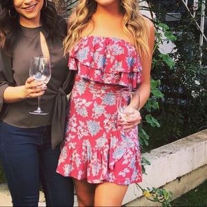 Strapless layered wrap dress